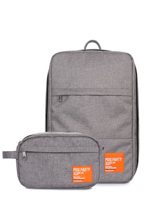 Комплект: рюкзак для ручной клади и тревелкейс POOLPARTY hub-grey-combo фото