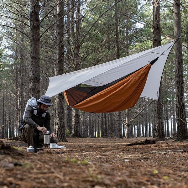 Гамак одноместный с москитной сеткой и тентом Naturehike Shelter camping NH20ZP092, 75D pongee, оранжевый 6927595750810 фото