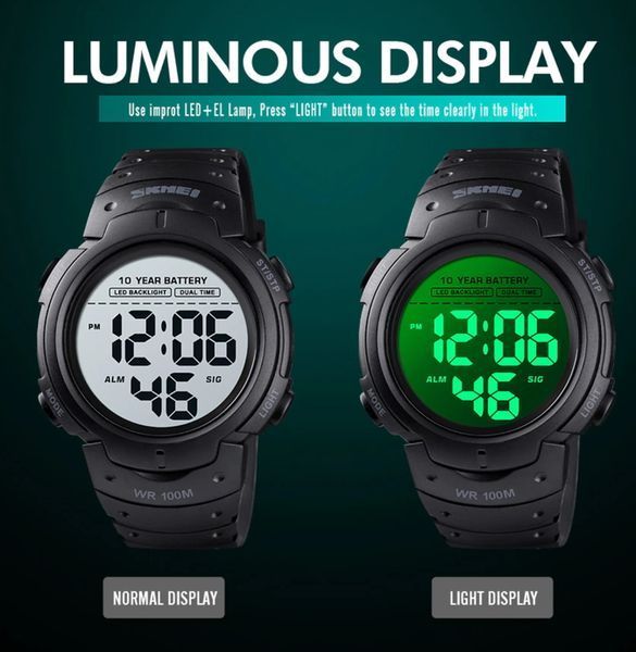 Часы Skmei Neon 10 Bar Black 1134 фото