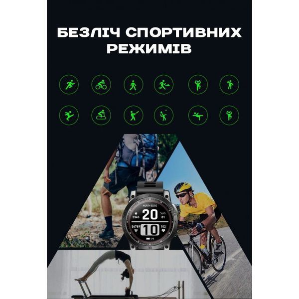 Часы North Edge CrossFit GPS Black с компасом 6011 фото